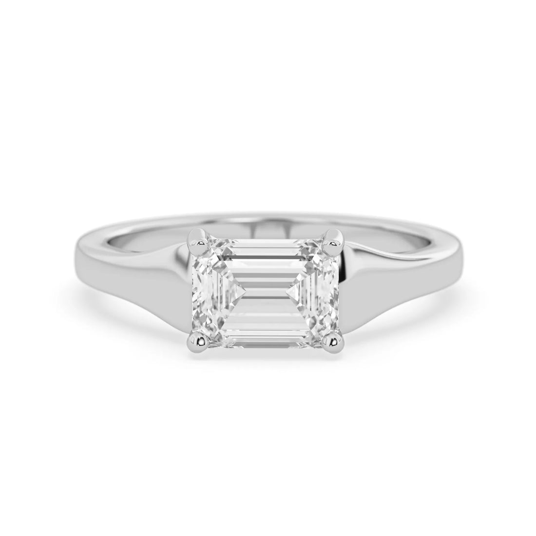 OctaPearl 1.5 ct Emerald East West Lab Grown Diamond Solitaire Engagement Ring