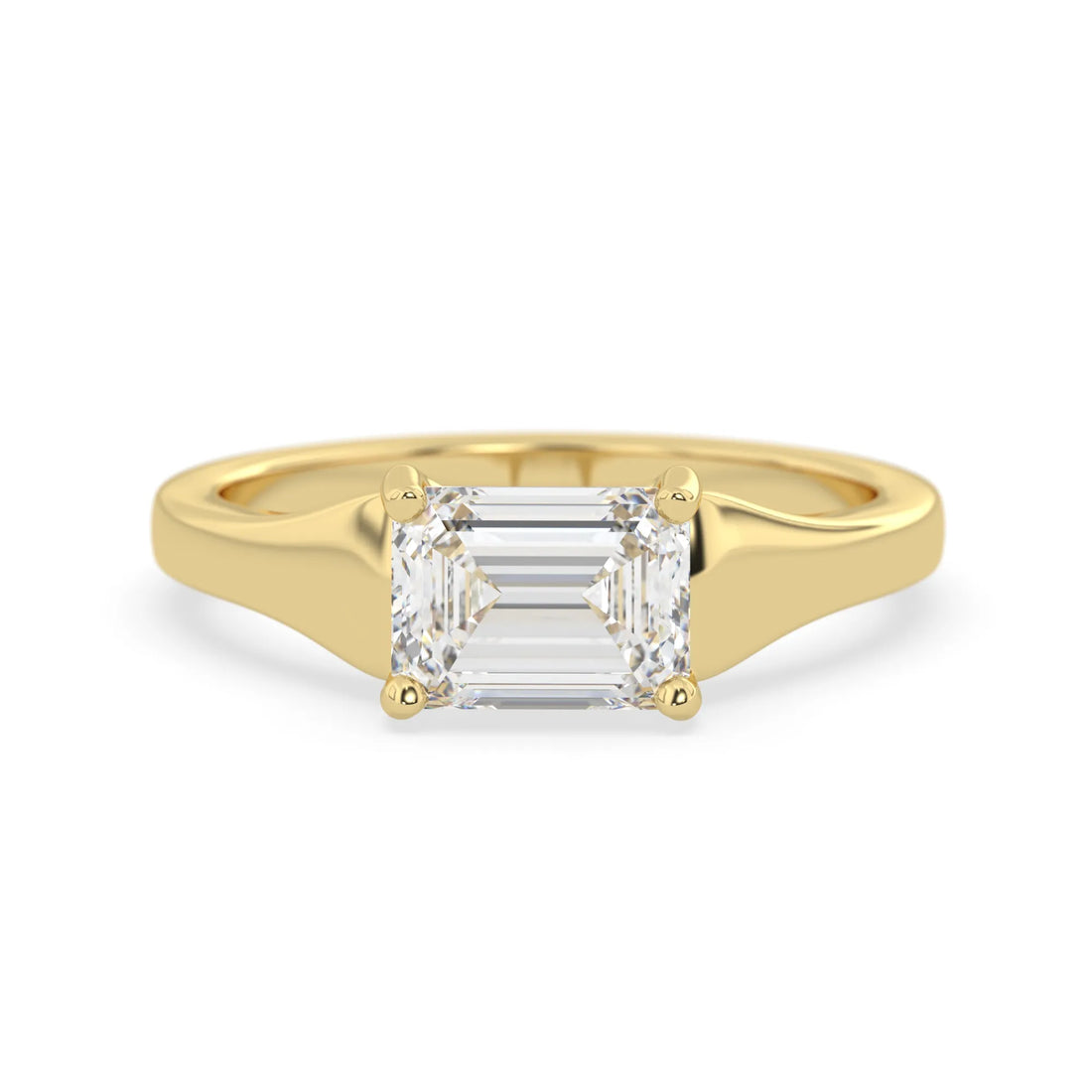 OctaPearl 1.5 ct Emerald East West Lab Grown Diamond Solitaire Engagement Ring