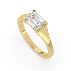 OctaPearl 1.5 ct Emerald East West Lab Grown Diamond Solitaire Engagement Ring - alternate view