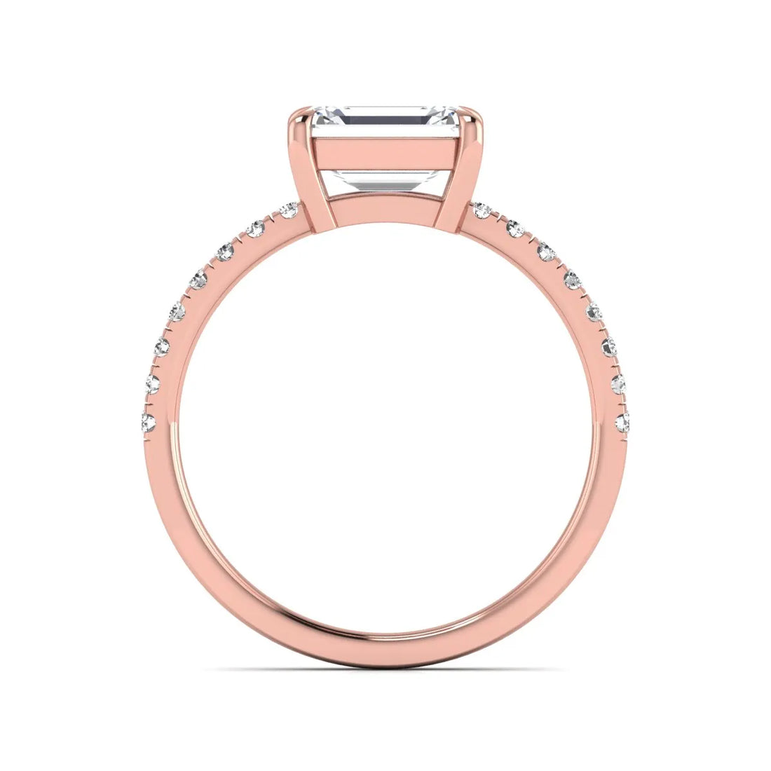 OctaPearl 1.5 ct Emerald Cut Lab Grown Diamond Solitaire Pavé Engagement Ring