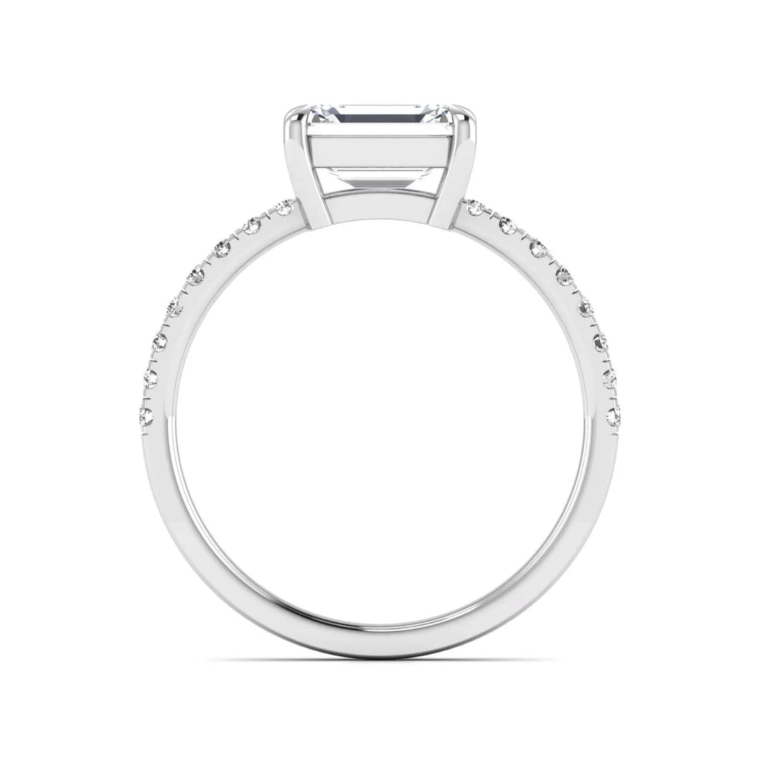 OctaPearl 1.5 ct Emerald Cut Lab Grown Diamond Solitaire Pavé Engagement Ring