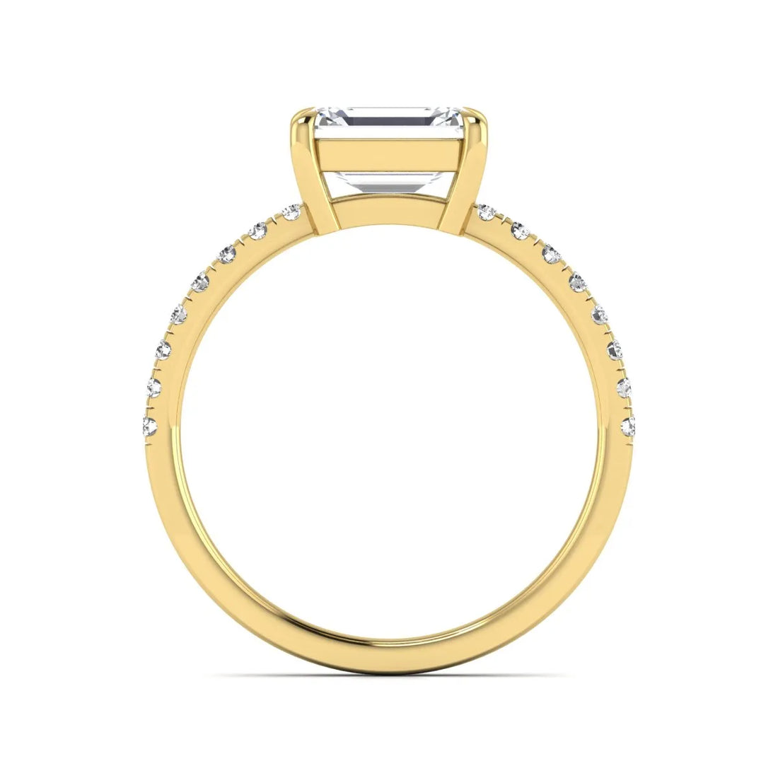 OctaPearl 1.5 ct Emerald Cut Lab Grown Diamond Solitaire Pavé Engagement Ring