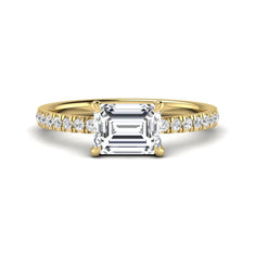 OctaPearl 1.5 ct Emerald Cut Lab Grown Diamond Solitaire Pavé Engagement Ring