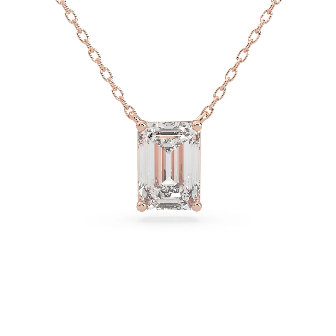 OctaPearl Emerald Cut Lab Grown Diamond Solitaire Pendant Necklace