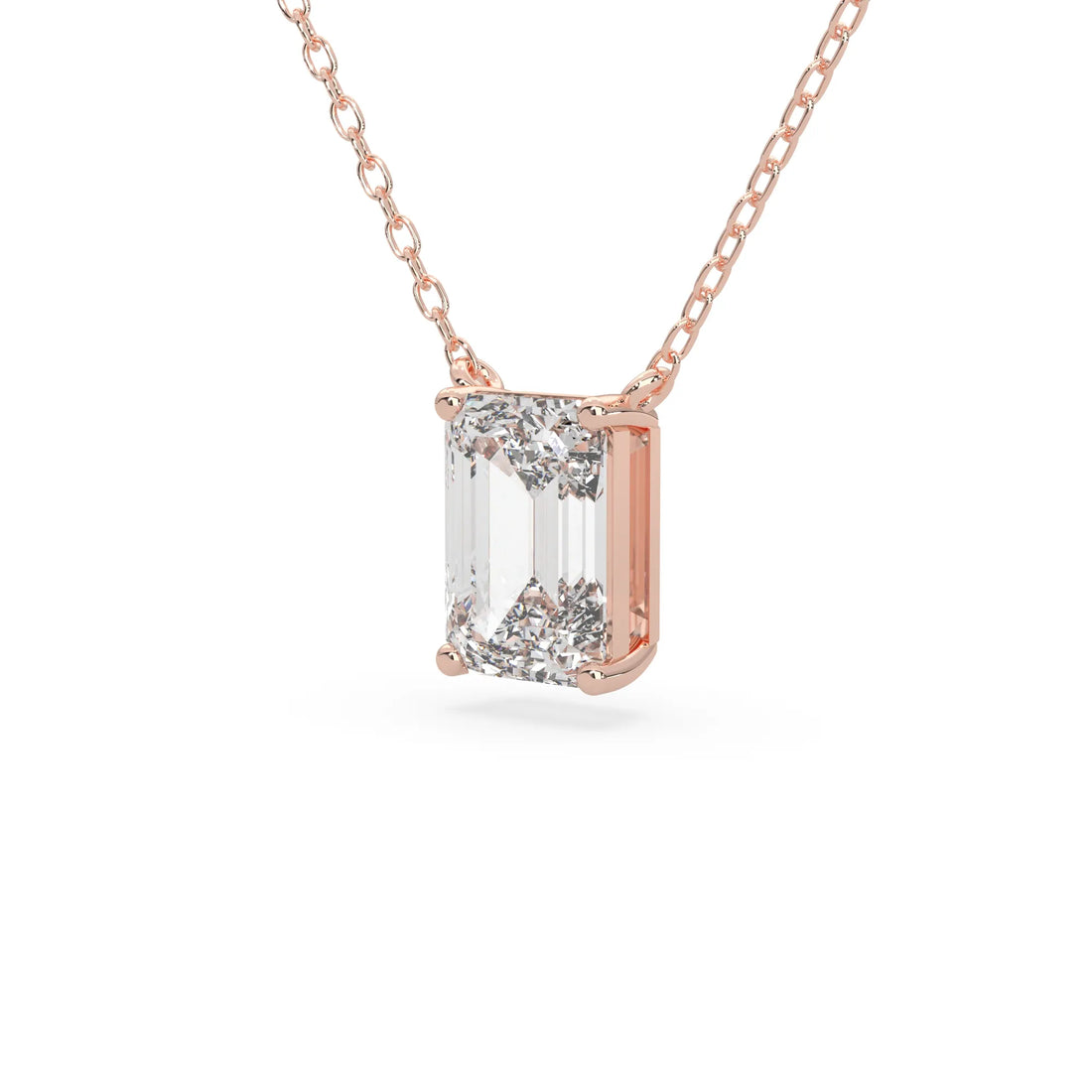 OctaPearl Emerald Cut Lab Grown Diamond Solitaire Pendant Necklace