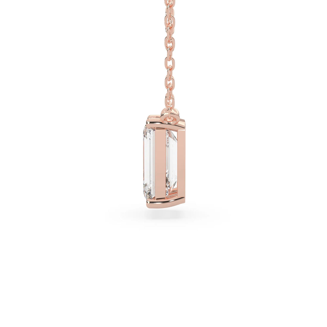 OctaPearl Emerald Cut Lab Grown Diamond Solitaire Pendant Necklace
