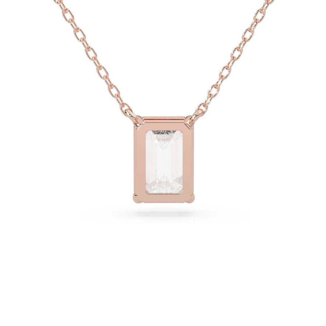 OctaPearl Emerald Cut Lab Grown Diamond Solitaire Pendant Necklace