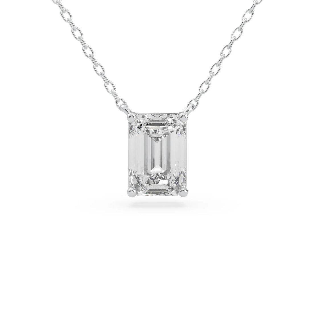 OctaPearl Emerald Cut Lab Grown Diamond Solitaire Pendant Necklace