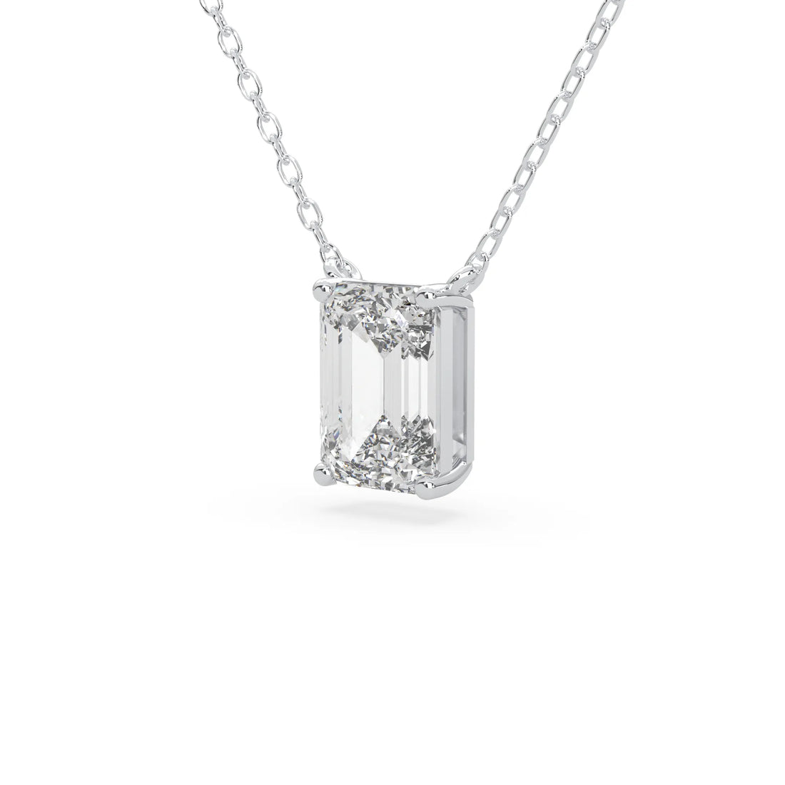 OctaPearl Emerald Cut Lab Grown Diamond Solitaire Pendant Necklace