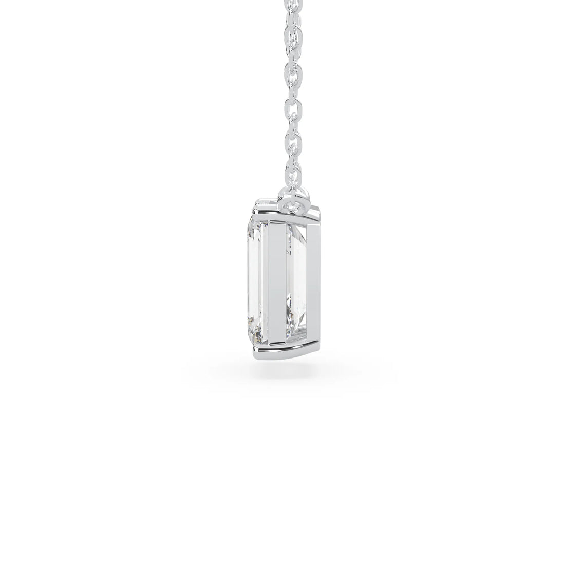 OctaPearl Emerald Cut Lab Grown Diamond Solitaire Pendant Necklace