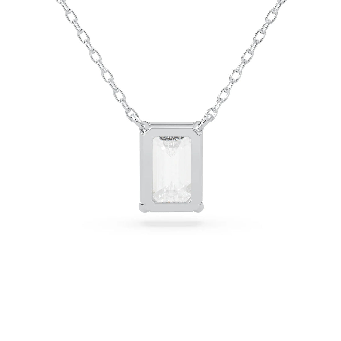 OctaPearl Emerald Cut Lab Grown Diamond Solitaire Pendant Necklace
