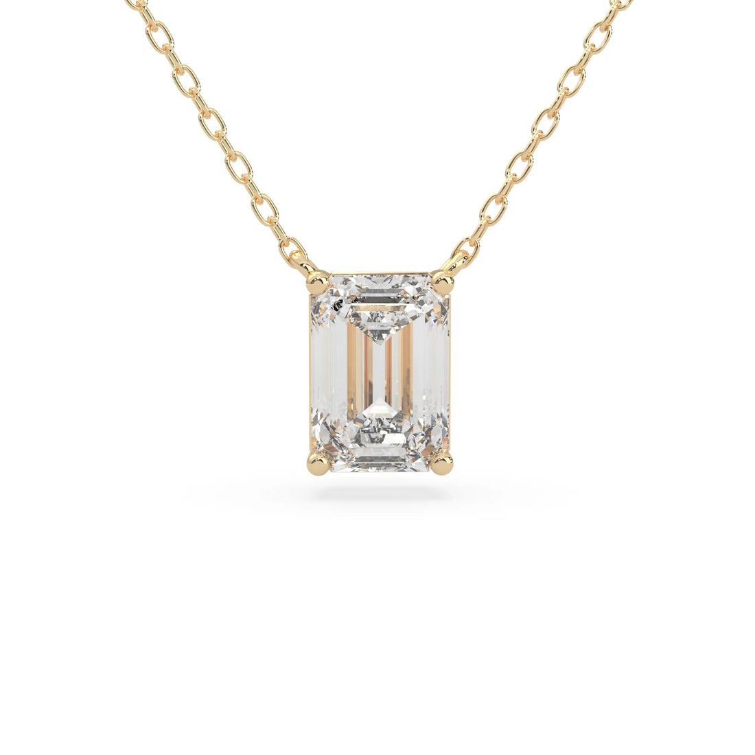 OctaPearl Emerald Cut Lab Grown Diamond Solitaire Pendant Necklace