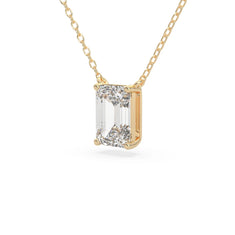 OctaPearl Emerald Cut Lab Grown Diamond Solitaire Pendant Necklace - alternate view