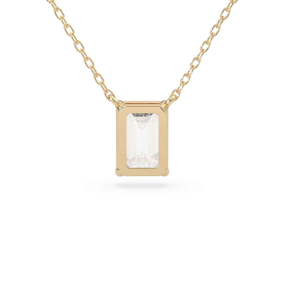 OctaPearl Emerald Cut Lab Grown Diamond Solitaire Pendant Necklace