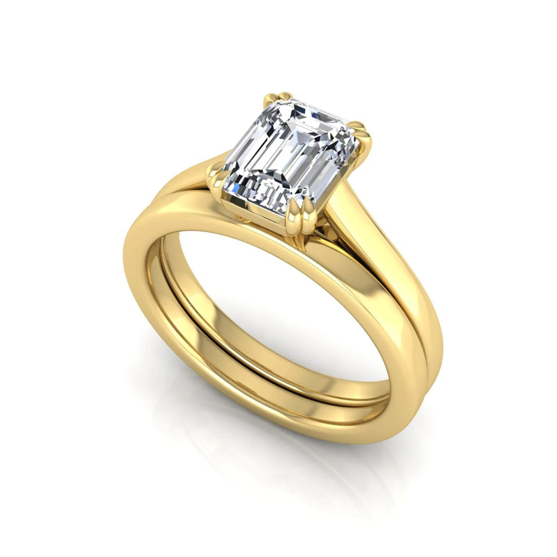 OctaPearl 1.5 ct Emerald Cut Lab Grown Diamond Solitaire Ring Set