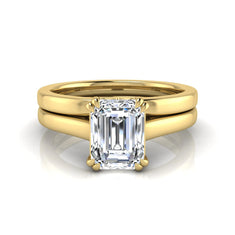 OctaPearl 1.5 ct Emerald Cut Lab Grown Diamond Solitaire Ring Set
