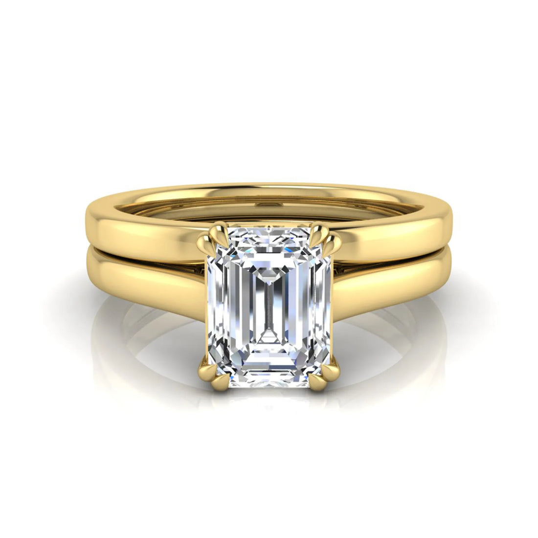 OctaPearl 1.5 ct Emerald Cut Lab Grown Diamond Solitaire Ring Set