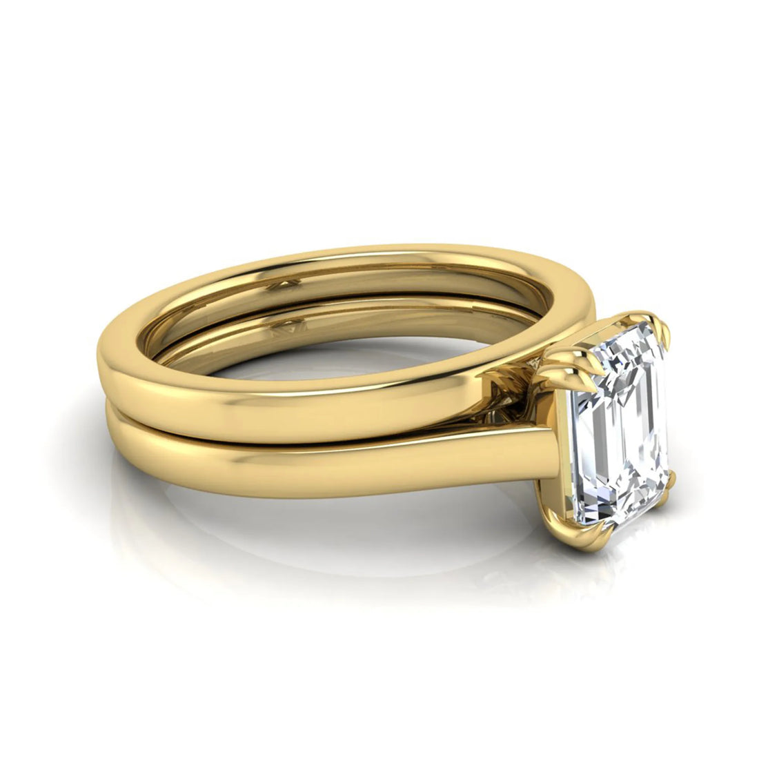 OctaPearl 1.5 ct Emerald Cut Lab Grown Diamond Solitaire Ring Set