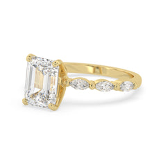 OctaPearl 2.5 ct Emerald Cut Marquise Side Stone Lab Grown Diamond Engagement Ring - alternate view