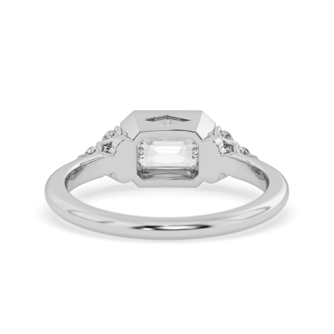 OctaPearl 1 ct Emerald Bezel Set East West Lab Grown Diamond Seven Stone Engagement Ring