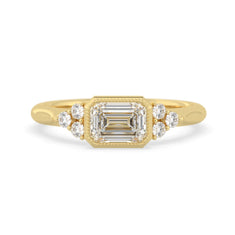 OctaPearl 1 ct Emerald Bezel Set East West Lab Grown Diamond Seven Stone Engagement Ring