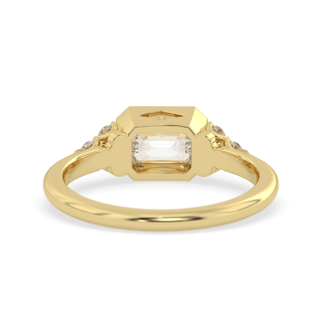 OctaPearl 1 ct Emerald Bezel Set East West Lab Grown Diamond Seven Stone Engagement Ring