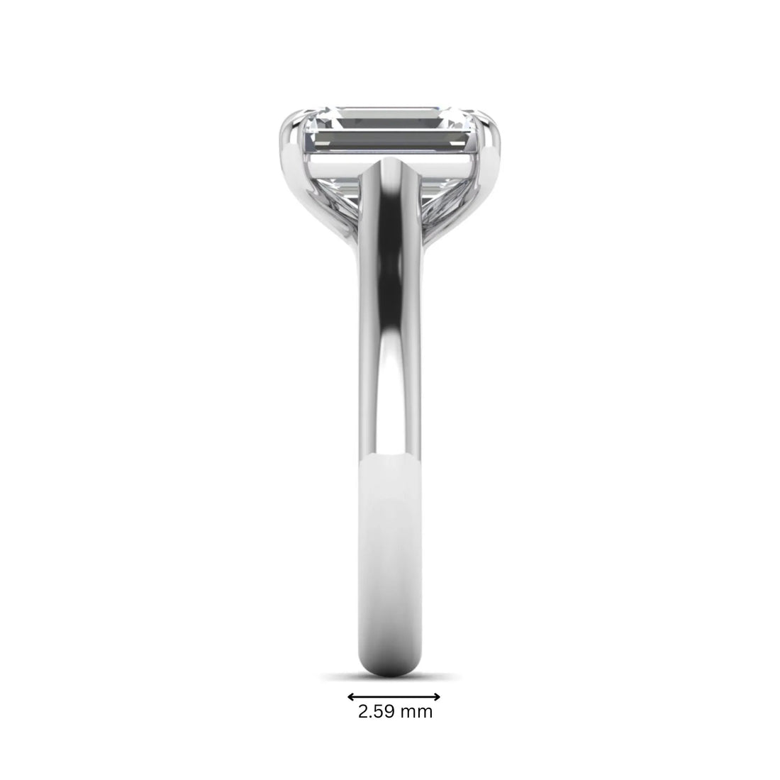 OctaPearl 2.5 ct Emerald Cut Solitaire Lab Grown Diamond Engagement Ring