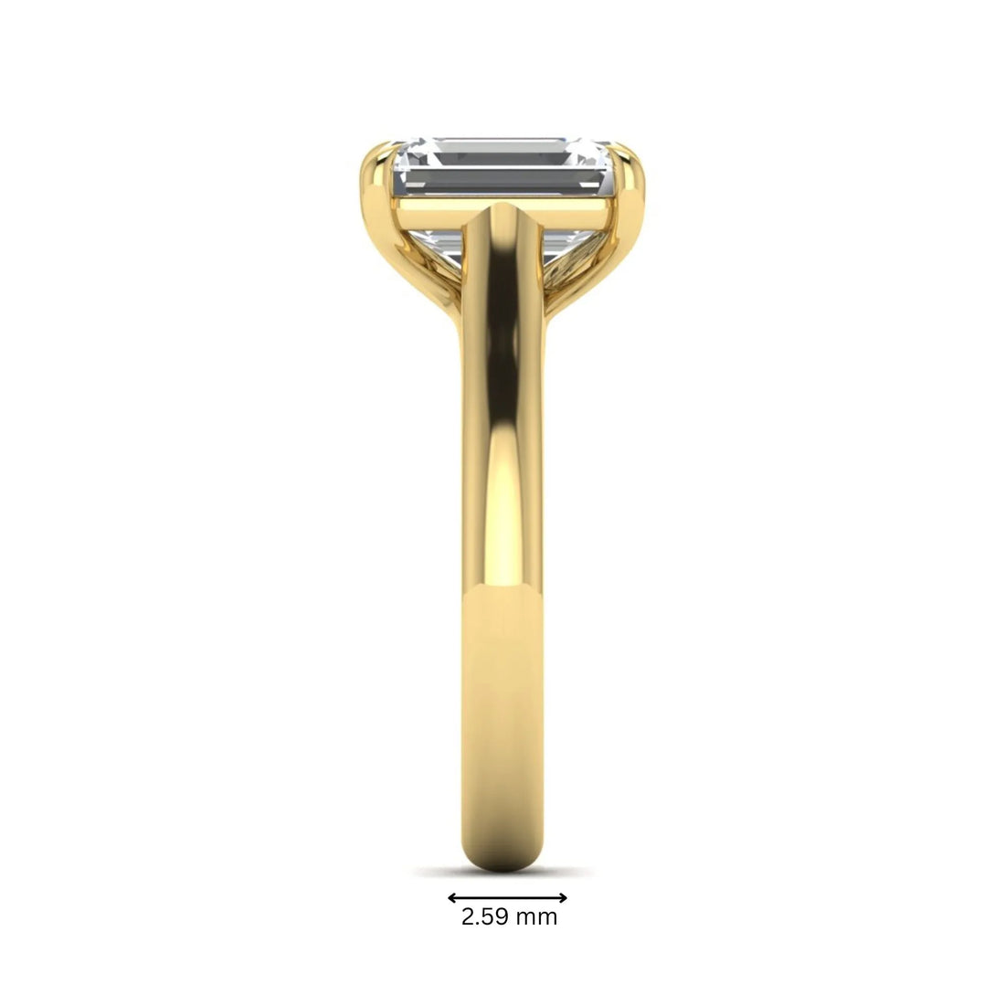 OctaPearl 2.5 ct Emerald Cut Solitaire Lab Grown Diamond Engagement Ring