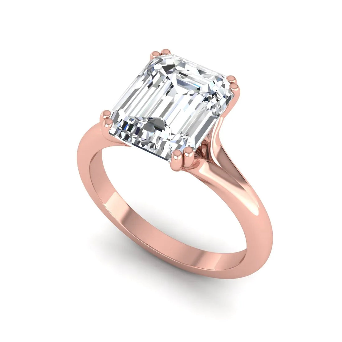 OctaPearl 3 ct Emerald Cut Solitaire Lab Grown Diamond Engagement Ring
