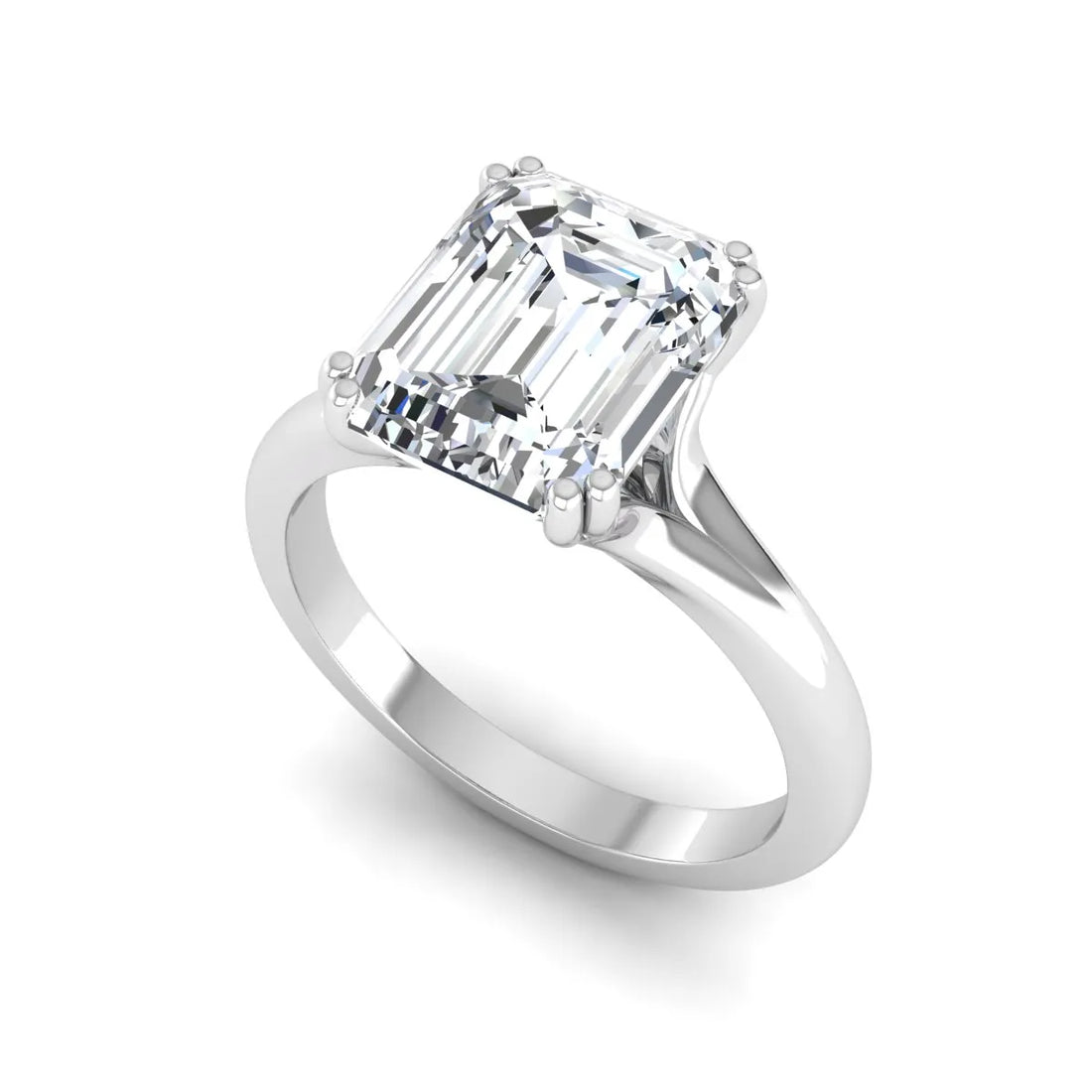 OctaPearl 3 ct Emerald Cut Solitaire Lab Grown Diamond Engagement Ring