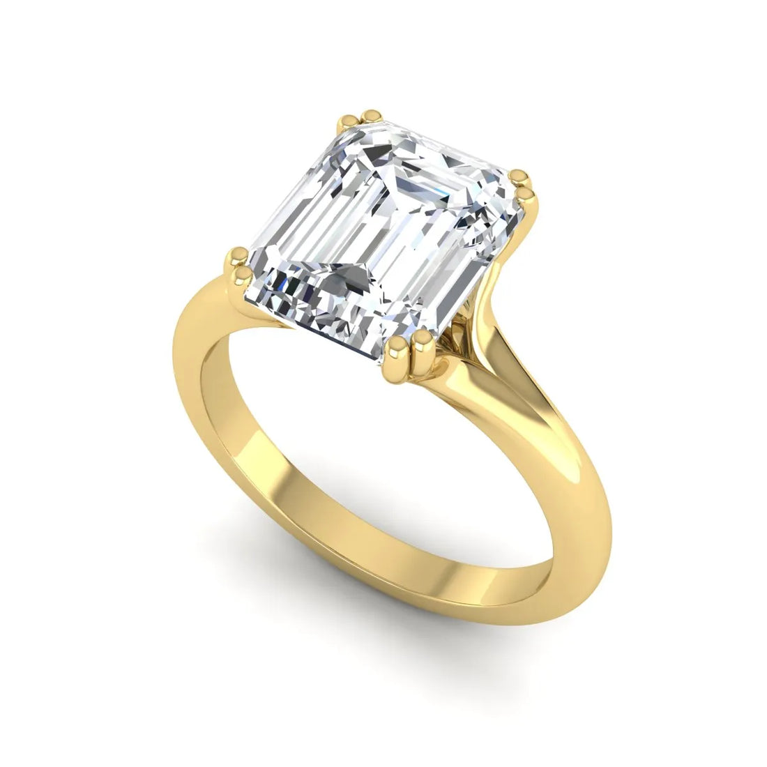 OctaPearl 3 ct Emerald Cut Solitaire Lab Grown Diamond Engagement Ring