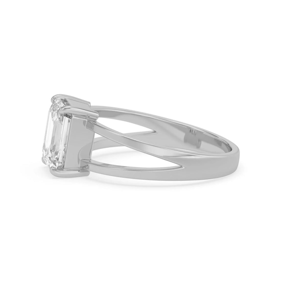 OctaPearl 3 ct Emerald Split Shank Lab Grown Diamond Engagement Ring