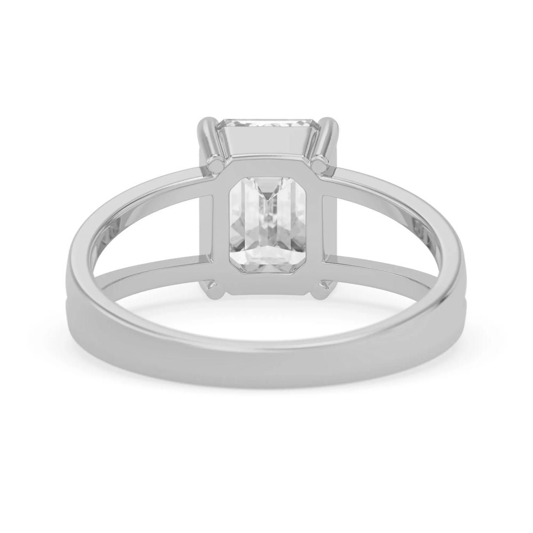 OctaPearl 3 ct Emerald Split Shank Lab Grown Diamond Engagement Ring