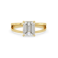 OctaPearl 3 ct Emerald Split Shank Lab Grown Diamond Engagement Ring