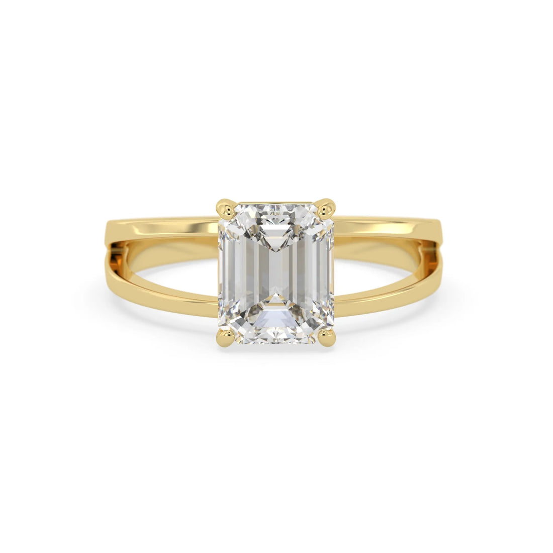 OctaPearl 3 ct Emerald Split Shank Lab Grown Diamond Engagement Ring