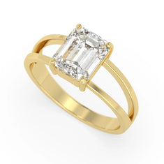 OctaPearl 3 ct Emerald Split Shank Lab Grown Diamond Engagement Ring - alternate view
