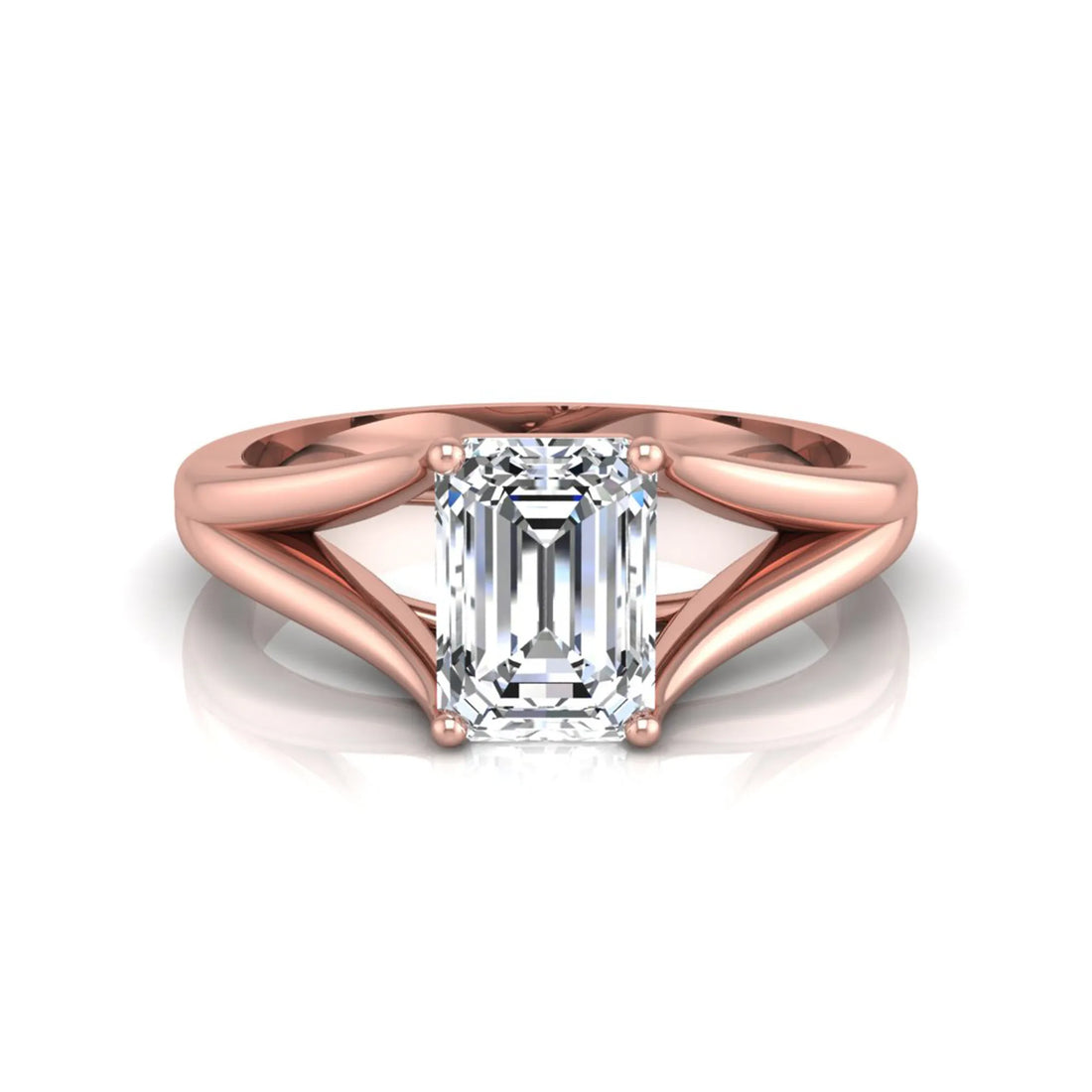 OctaPearl 2 ct Emerald Cut Split Shank Solitaire Lab Grown Diamond Engagement Ring