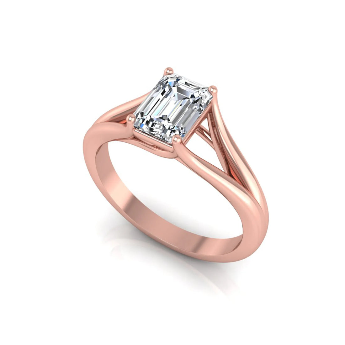 OctaPearl 2 ct Emerald Cut Split Shank Solitaire Lab Grown Diamond Engagement Ring