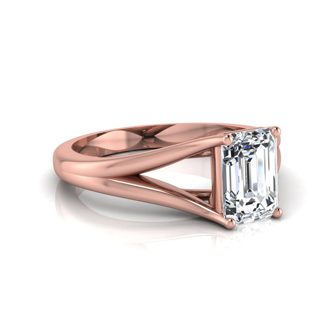 OctaPearl 2 ct Emerald Cut Split Shank Solitaire Lab Grown Diamond Engagement Ring