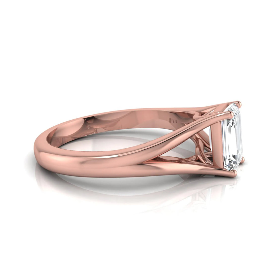 OctaPearl 2 ct Emerald Cut Split Shank Solitaire Lab Grown Diamond Engagement Ring