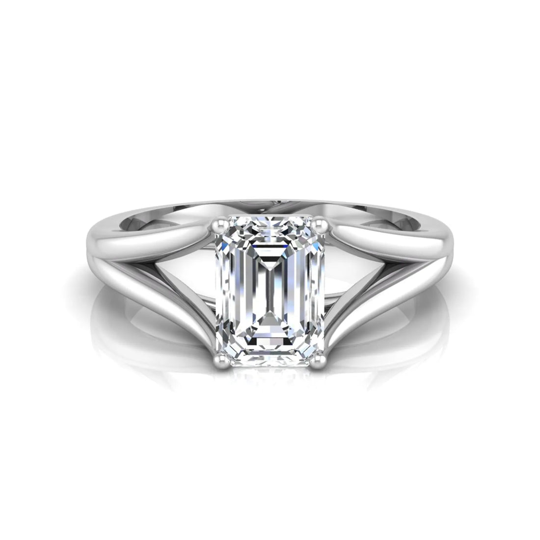 OctaPearl 2 ct Emerald Cut Split Shank Solitaire Lab Grown Diamond Engagement Ring