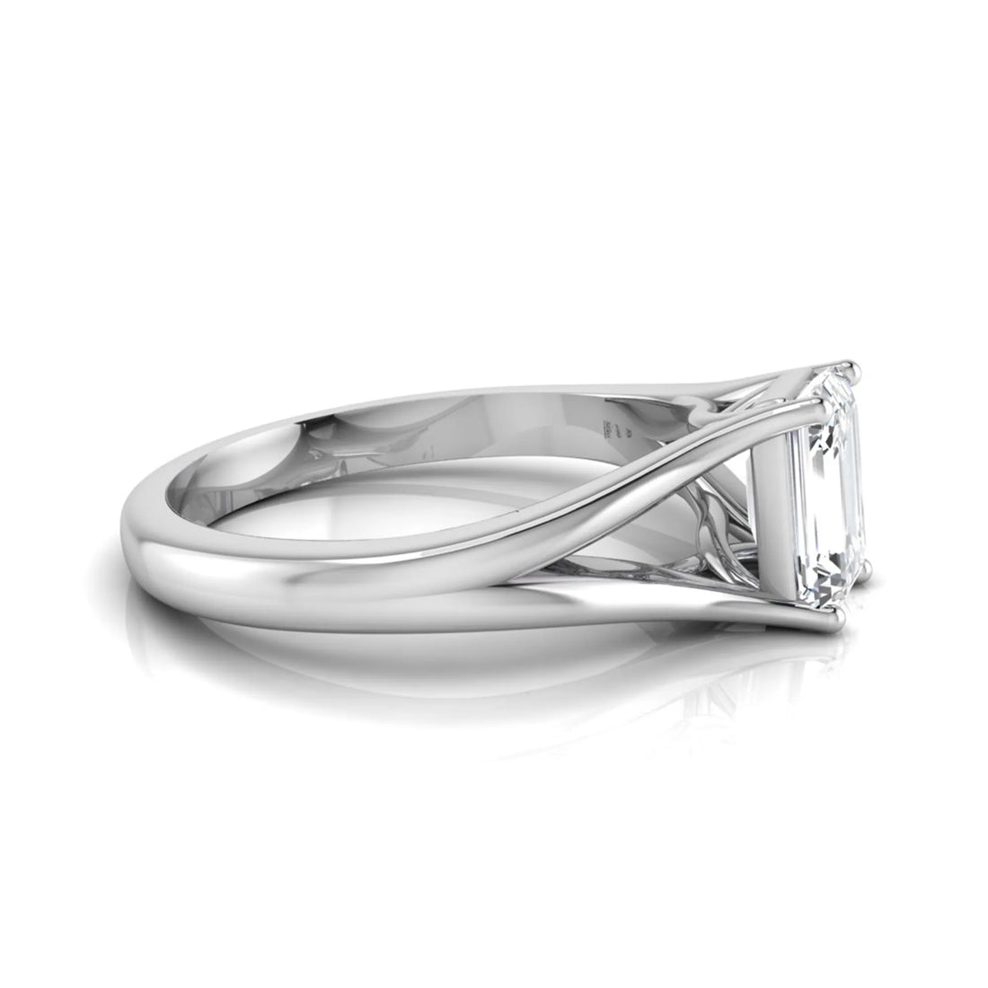 OctaPearl 2 ct Emerald Cut Split Shank Solitaire Lab Grown Diamond Engagement Ring