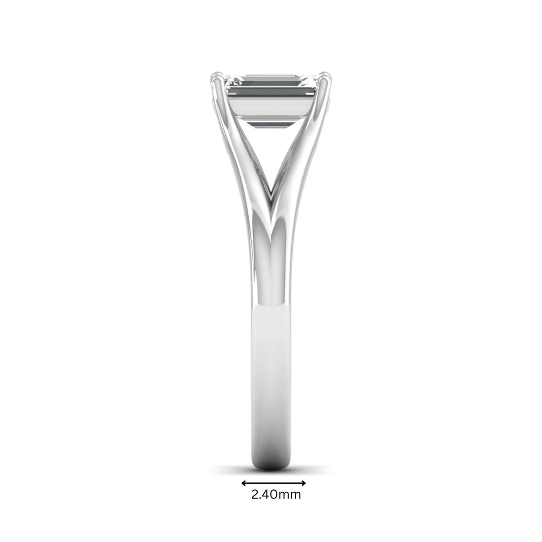 OctaPearl 2 ct Emerald Cut Split Shank Solitaire Lab Grown Diamond Engagement Ring