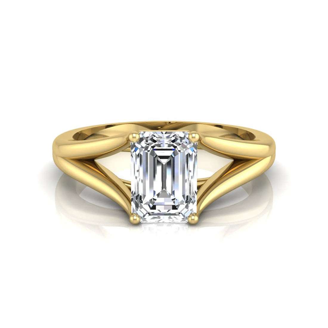 OctaPearl 2 ct Emerald Cut Split Shank Solitaire Lab Grown Diamond Engagement Ring