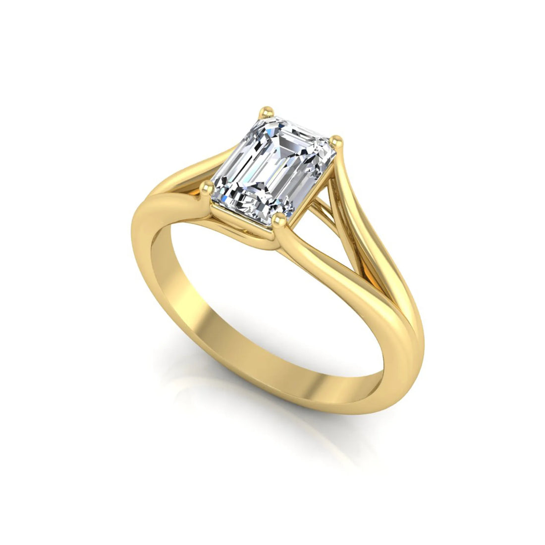 OctaPearl 2 ct Emerald Cut Split Shank Solitaire Lab Grown Diamond Engagement Ring