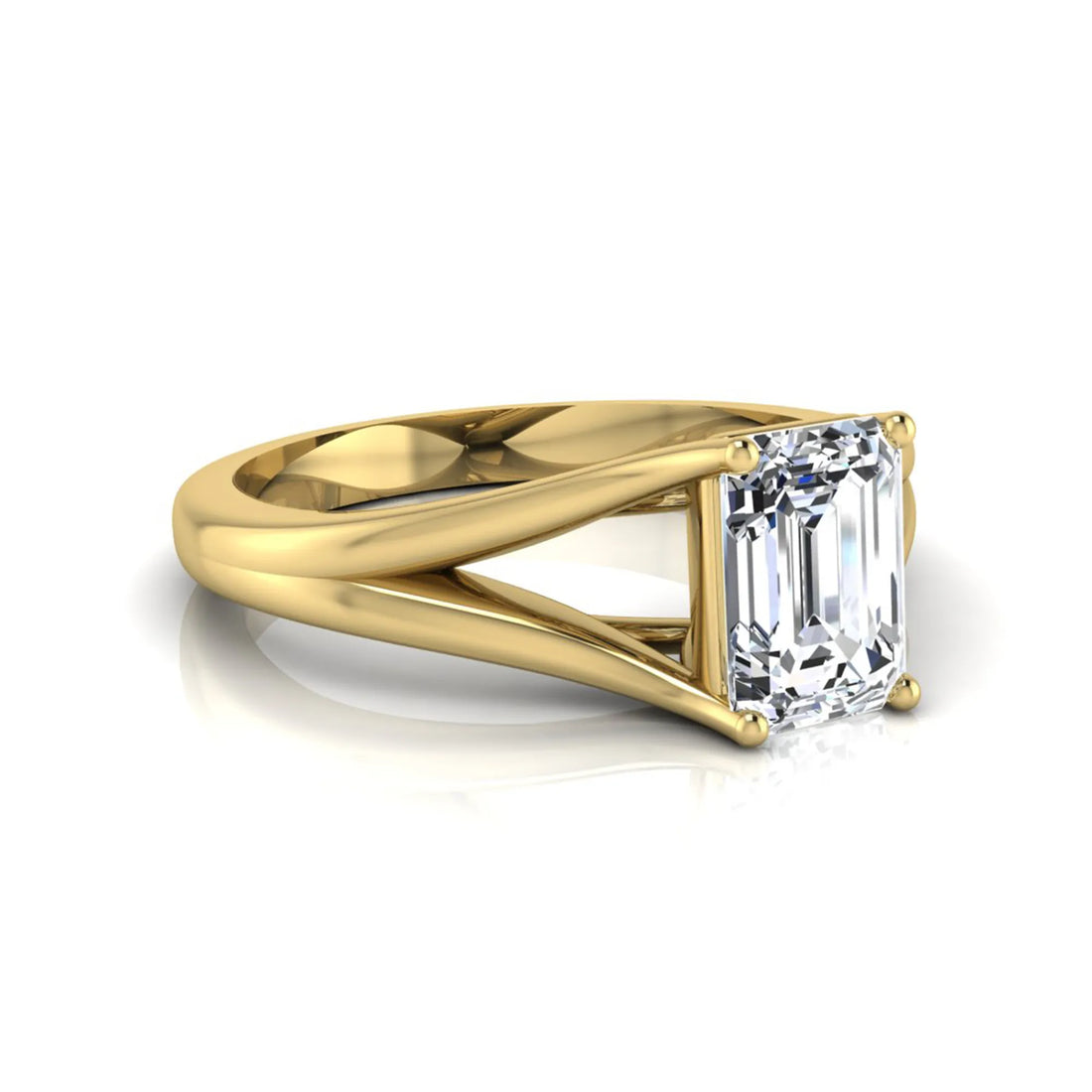 OctaPearl 2 ct Emerald Cut Split Shank Solitaire Lab Grown Diamond Engagement Ring