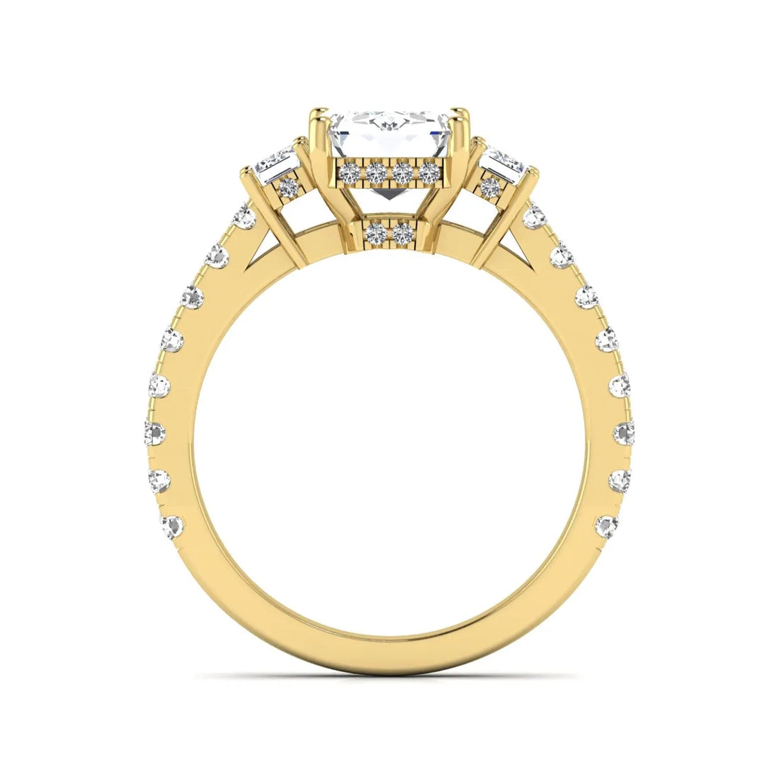 OctaPearl 2.5 ct Emerald Cut Three Stone Lab Grown Diamond Engagement Ring