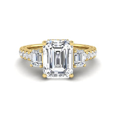 OctaPearl 2.5 ct Emerald Cut Three Stone Lab Grown Diamond Engagement Ring