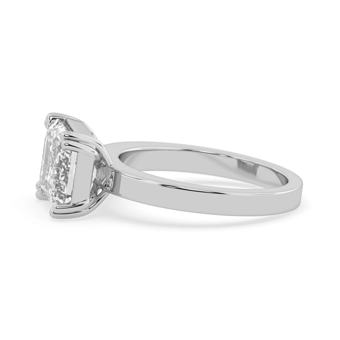 OctaPearl 4 ct Emerald East West Lab Grown Diamond Solitaire Engagement Ring