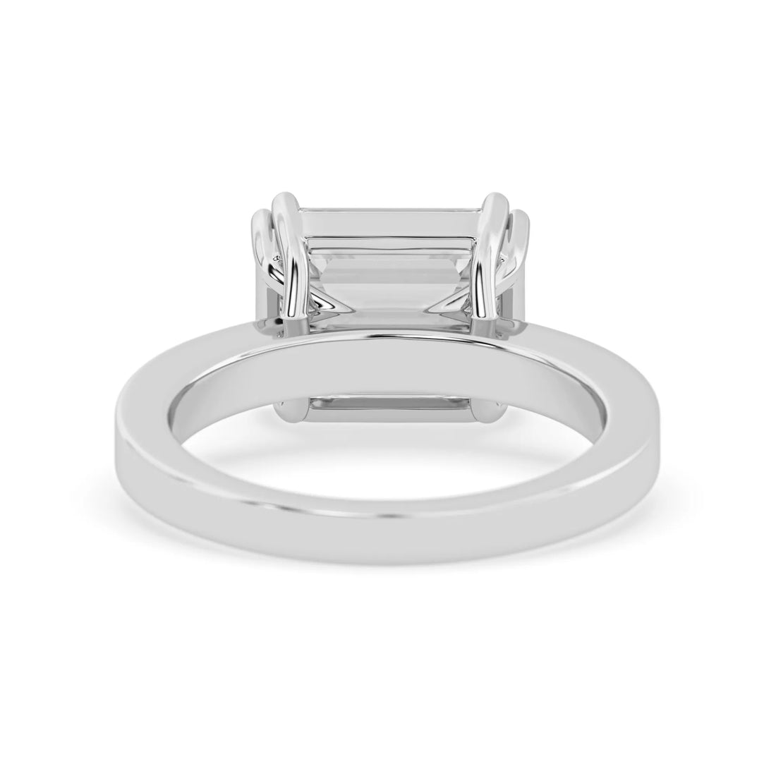 OctaPearl 4 ct Emerald East West Lab Grown Diamond Solitaire Engagement Ring